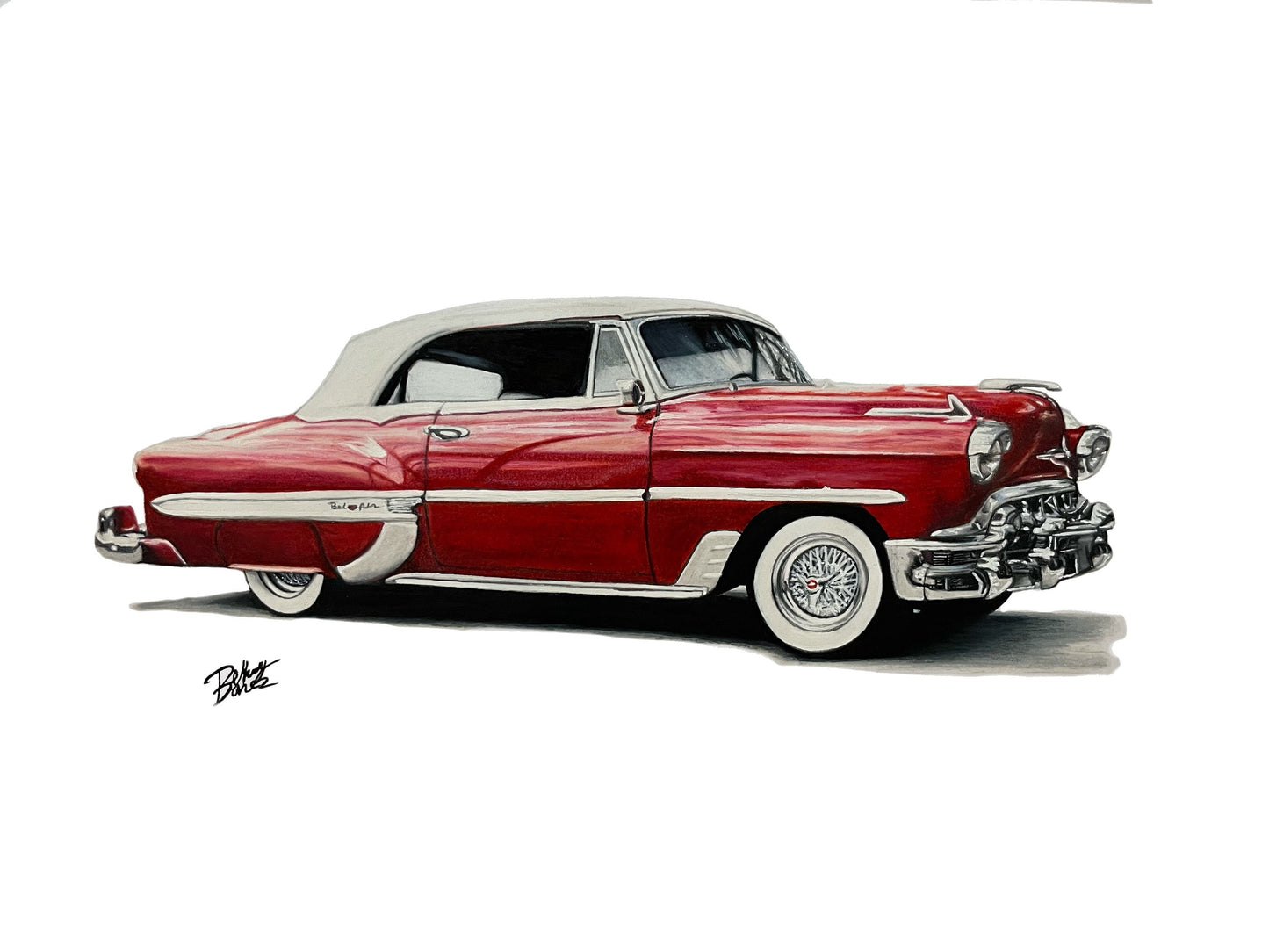 Custom Hand-Drawn Car Portraits, Mixed Media Art, Automotive Drawing, Colored Pencil, Marker Drawing, Muscle Car, Sports Car