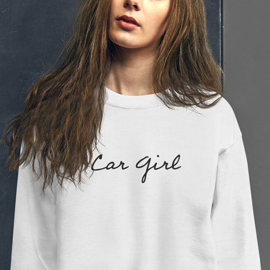 Embroidered Car Girl Crew Neck Sweatshirt