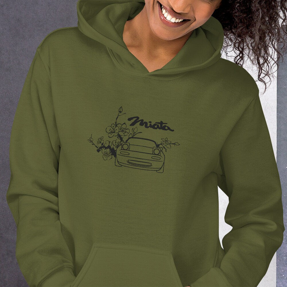 Embroidered Miata Cherry Blossom Sakura Unisex Car Hoodie