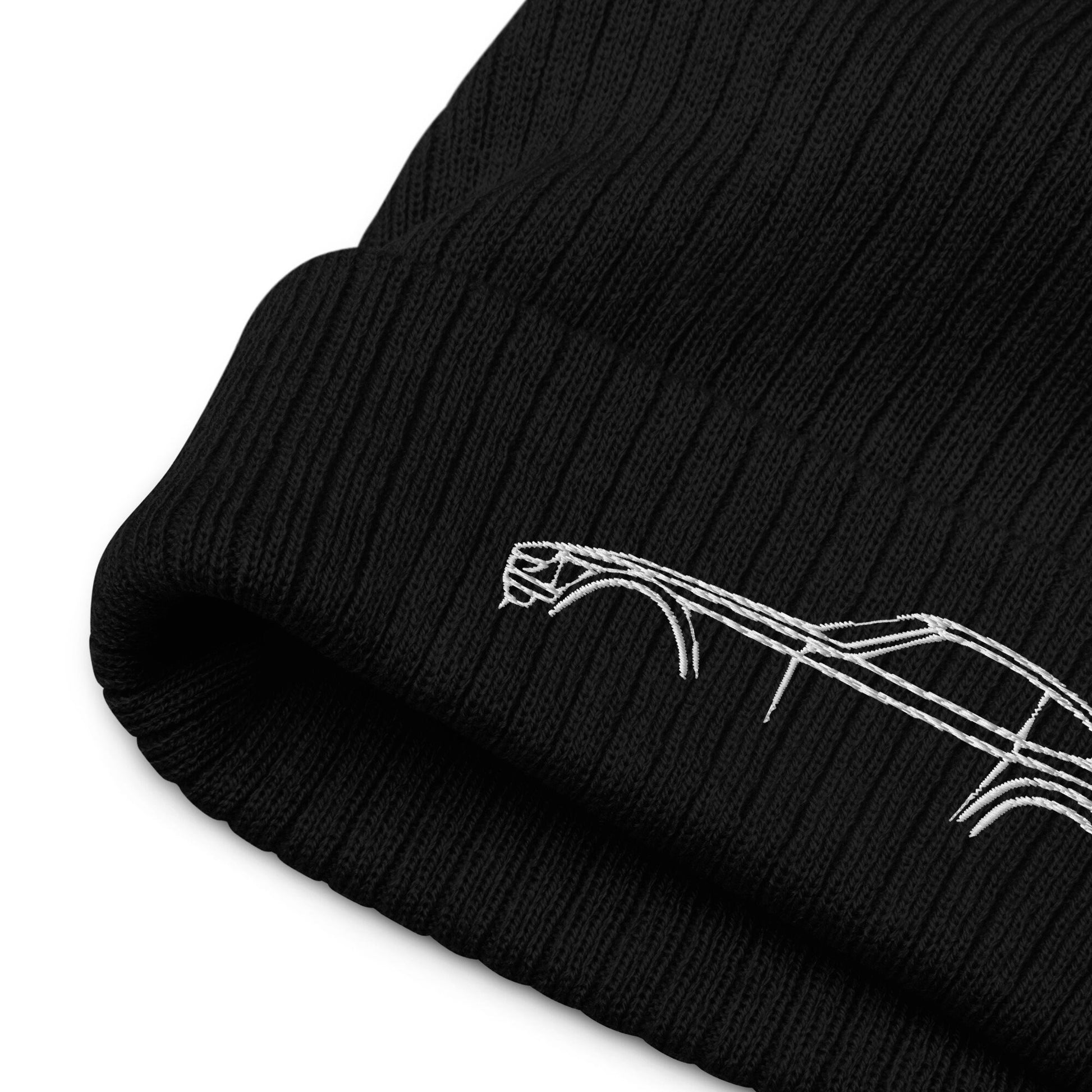 Customizable Embroidered Car Silhouette Ribbed knit beanie