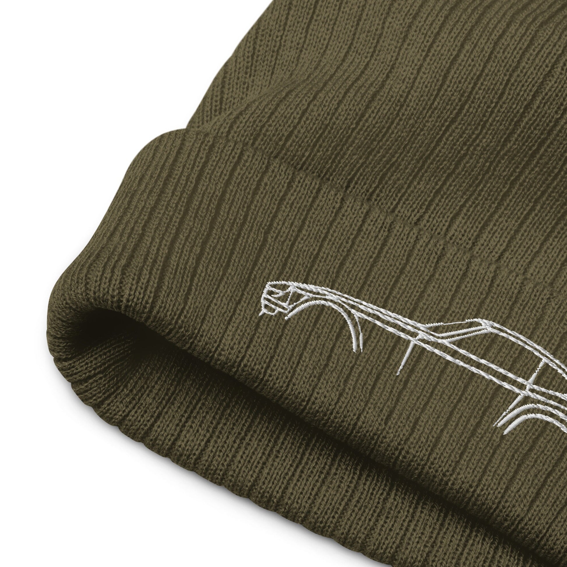 Customizable Embroidered Car Silhouette Ribbed knit beanie