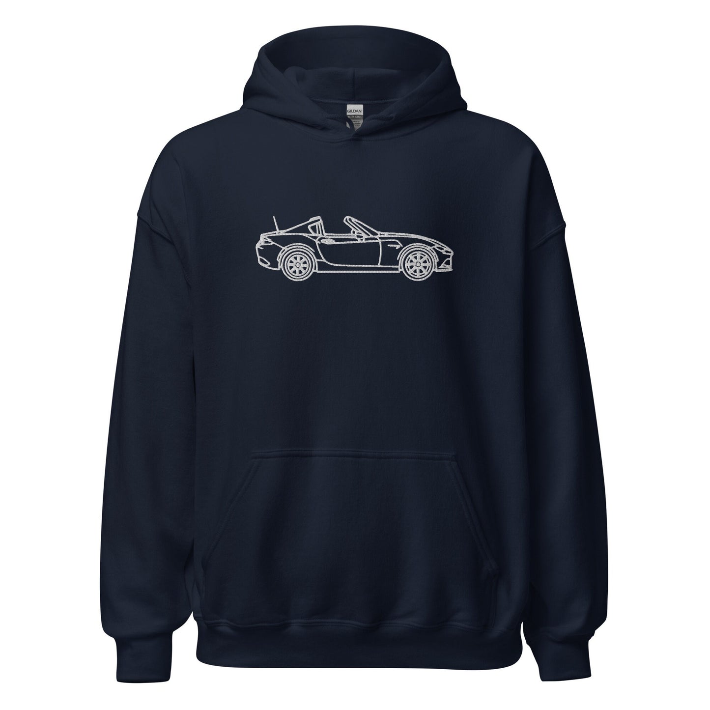 Detailed Embroidered Miata Unisex Car Hoodie, Miata Outline, Gift Idea