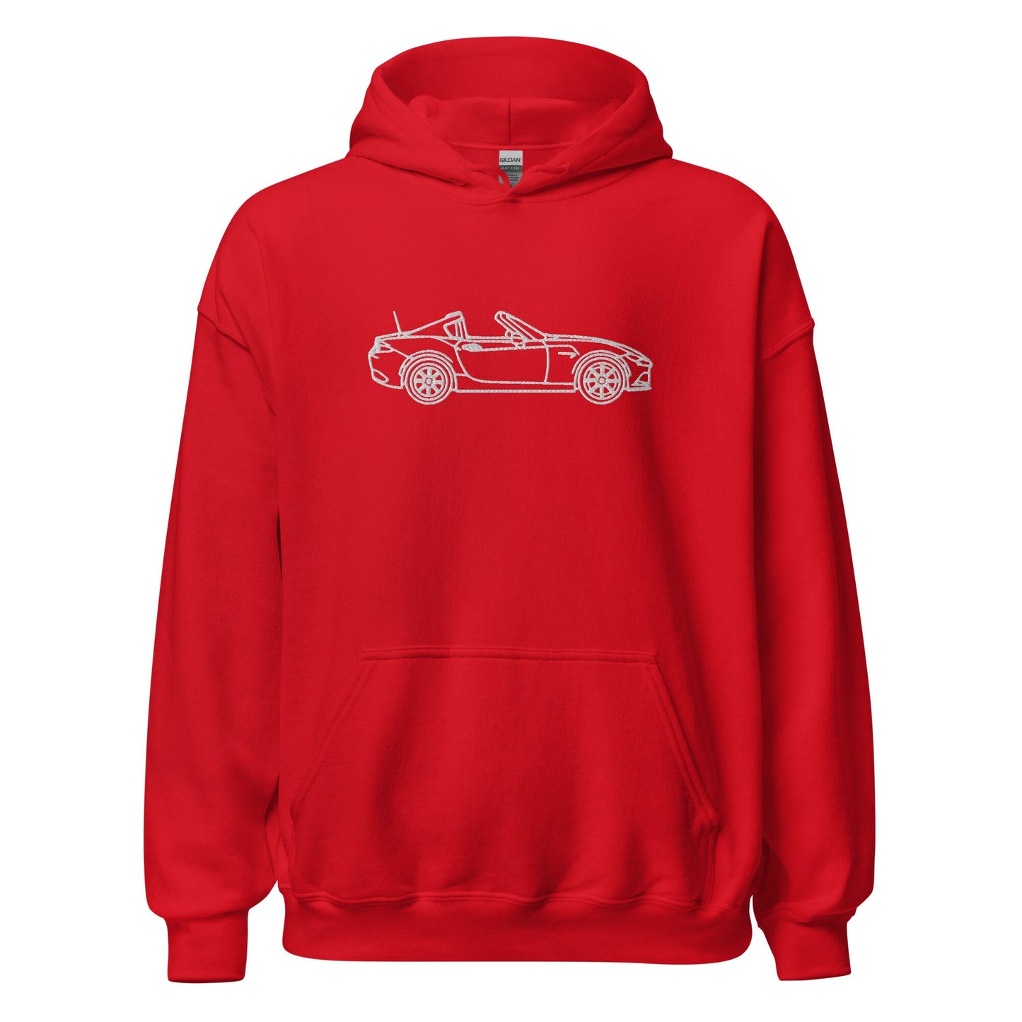 Detailed Embroidered Miata Unisex Car Hoodie, Miata Outline, Gift Idea