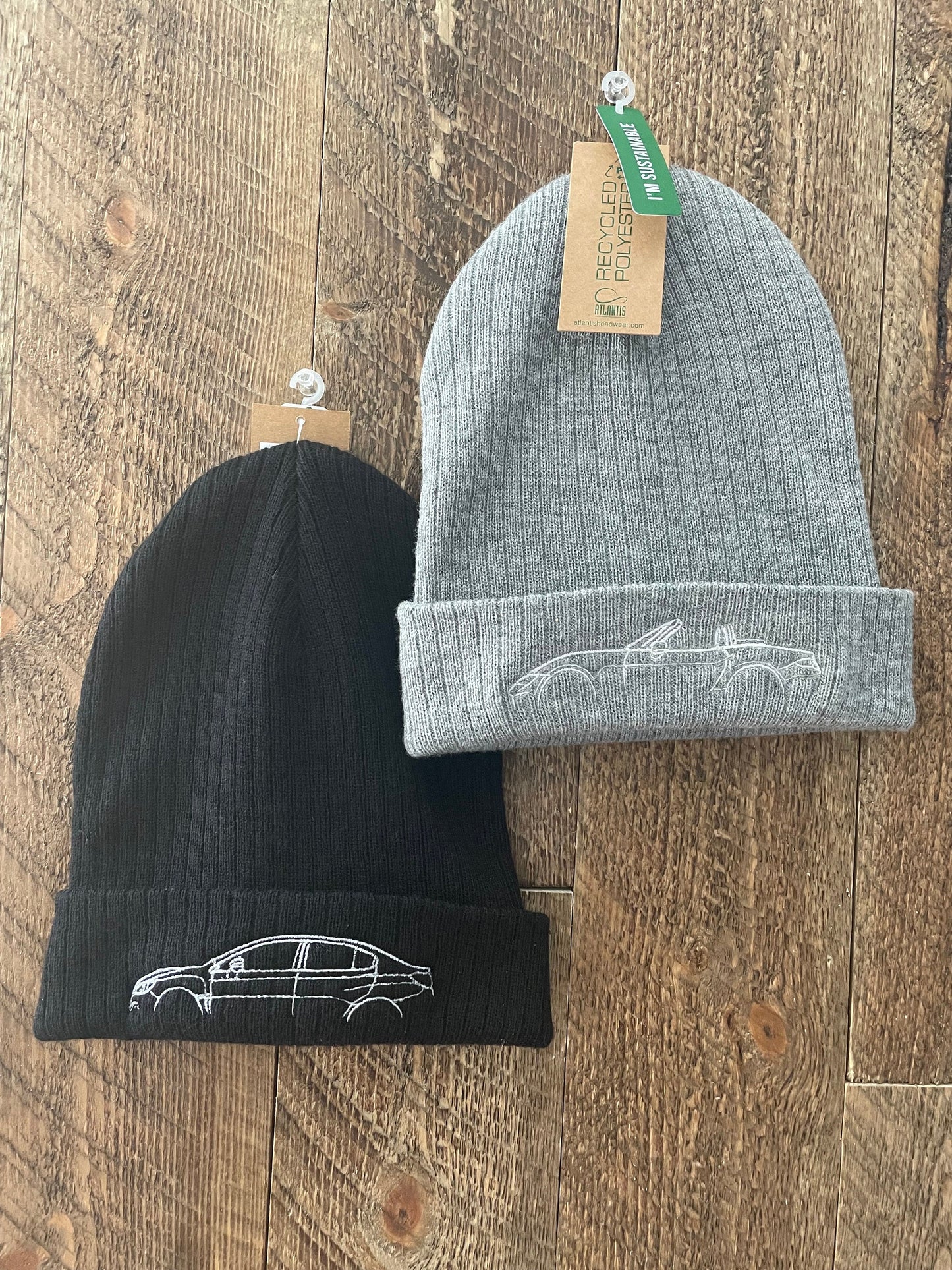 Customizable Embroidered Car Silhouette Ribbed knit beanie