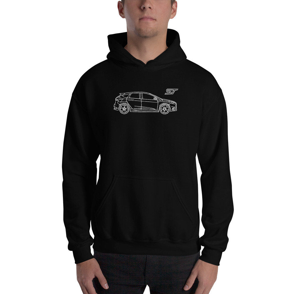 Ford Focus ST Embroidered Silhouette Unisex Hoodie, Car Hoodie, Perfect Gift Idea