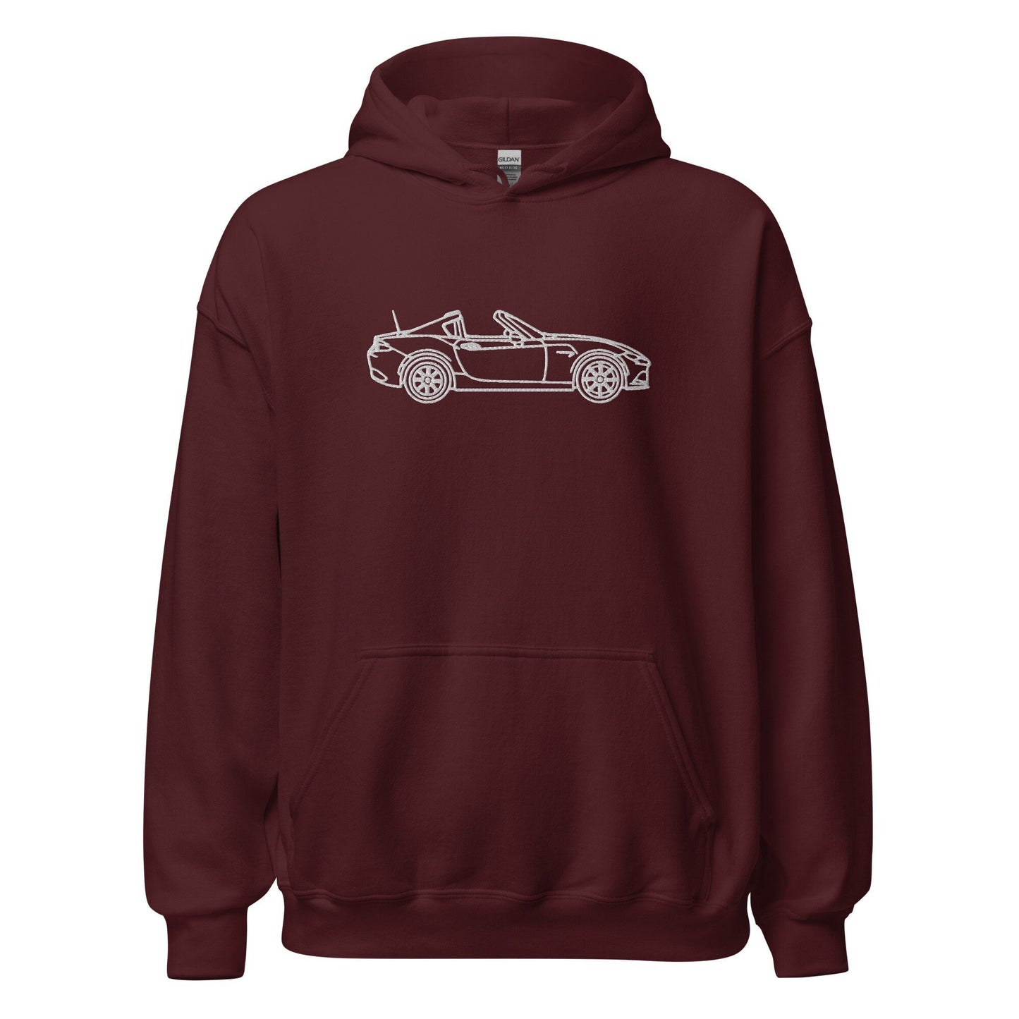 Detailed Embroidered Miata Unisex Car Hoodie, Miata Outline, Gift Idea